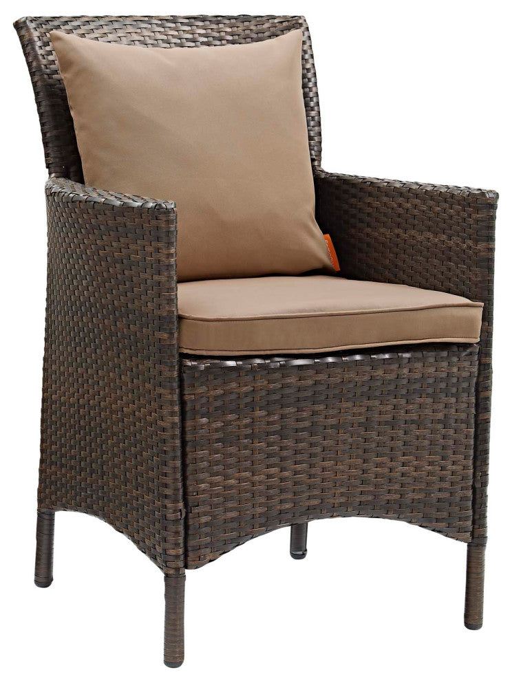 Brown Mocha Conduit Outdoor Patio Wicker Rattan Dining Armchair