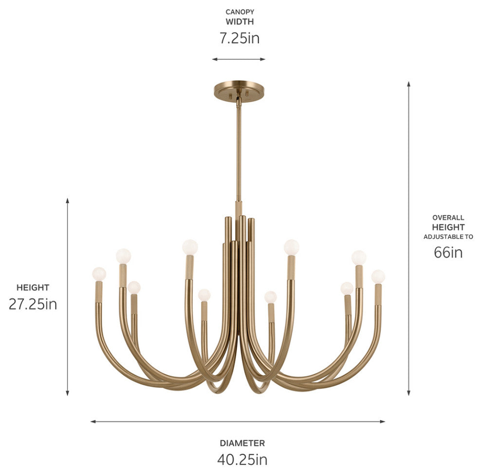 Odensa 10 Light Chandelier 1 Tier Large, Champagne Bronze