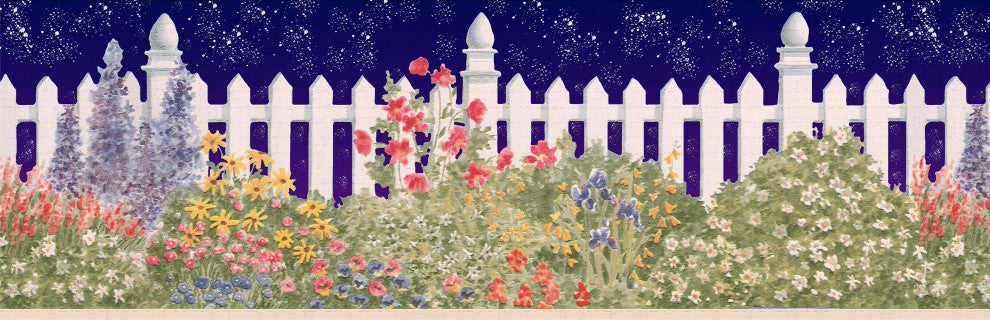 Flower, Night Sky Peel and Stick Wallpaper Border 15'x7"
