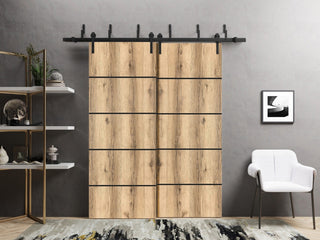 Slab Barn Door Panel 42 x 84 | Planum 0015 Oak with  | Sturdy Finished