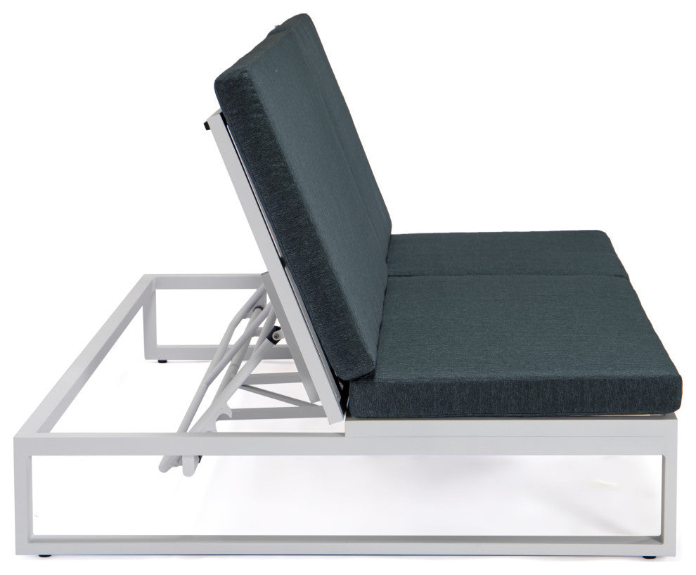 LeisureMod Chelsea Convertible 2-in-1 Sofa and Double Chaise Lounge, Black