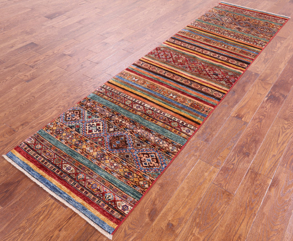 Khorjin Super Kazak Hand-Knotted Runner Rug 2' 7" X 9' 9" Q5705