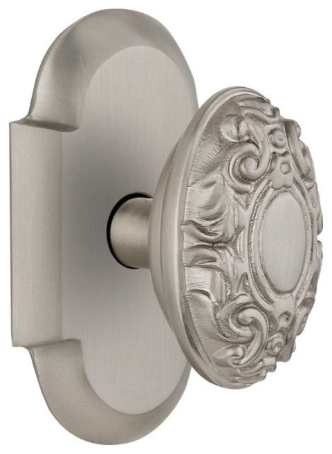 Cottage Plate Passage Victorian Knob, Satin Nickel