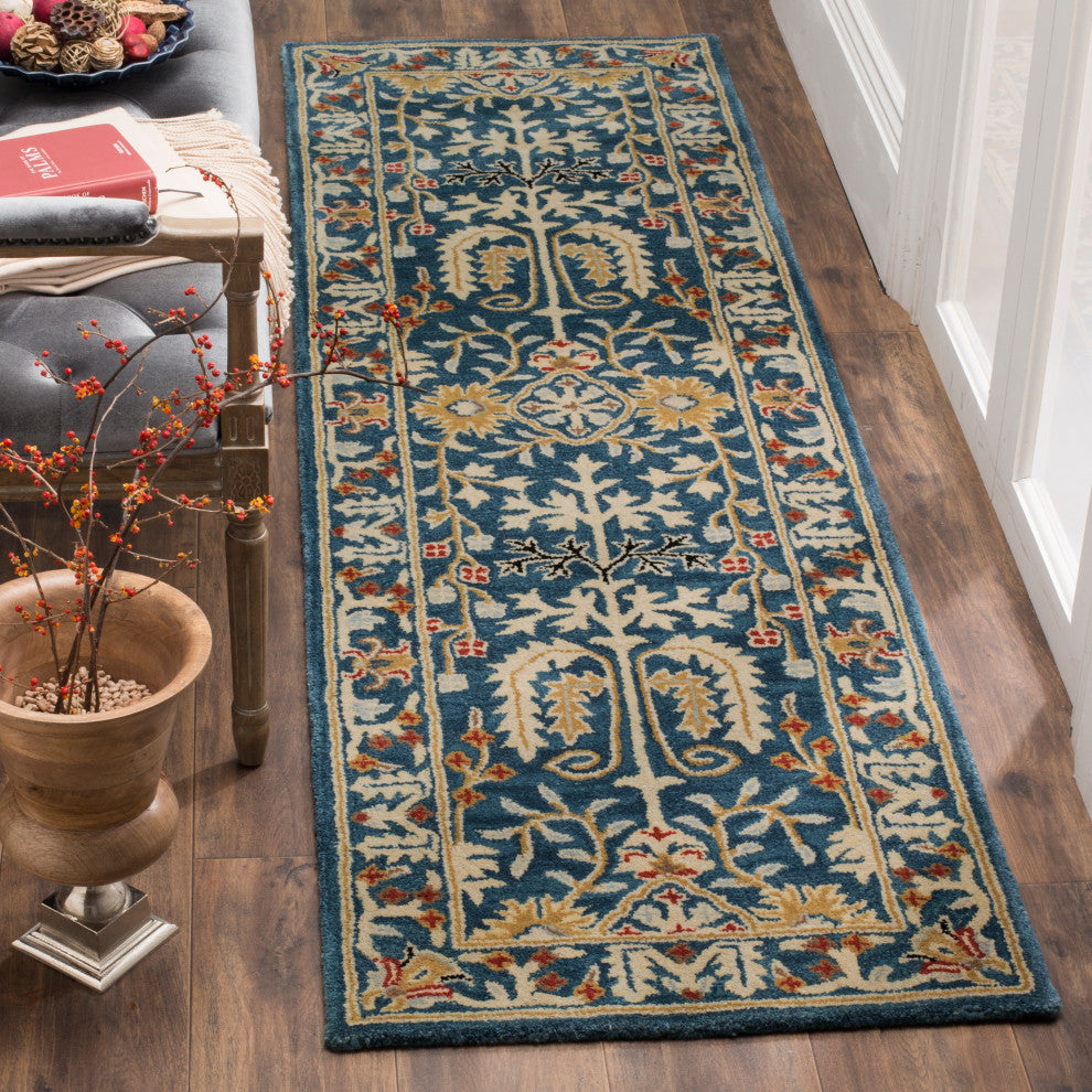 Safavieh Antiquity Collection AT64 Rug, Dark Blue/Multi, 2'3"x12'