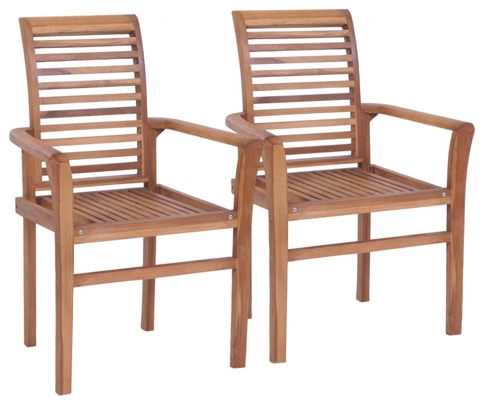 vidaXL Stacking Dining Chairs 2 pcs Solid Teak