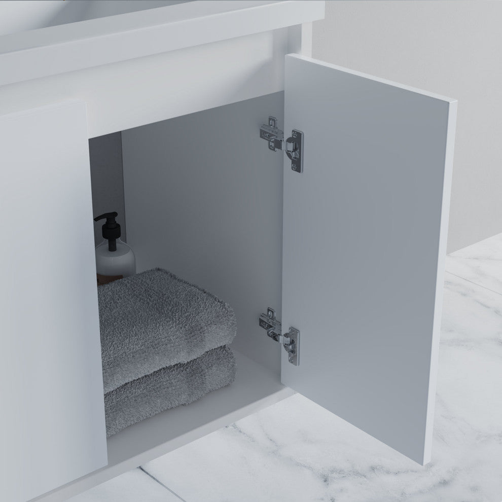 Dello 30" Single Bathroom Vanity Set With Rectangle Legs, White