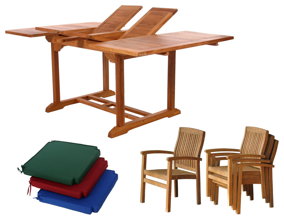 Teak Butterfly Stacking Set With Red Cushion