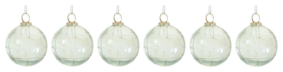 Etched Glass Ball Ornament, Set of 6