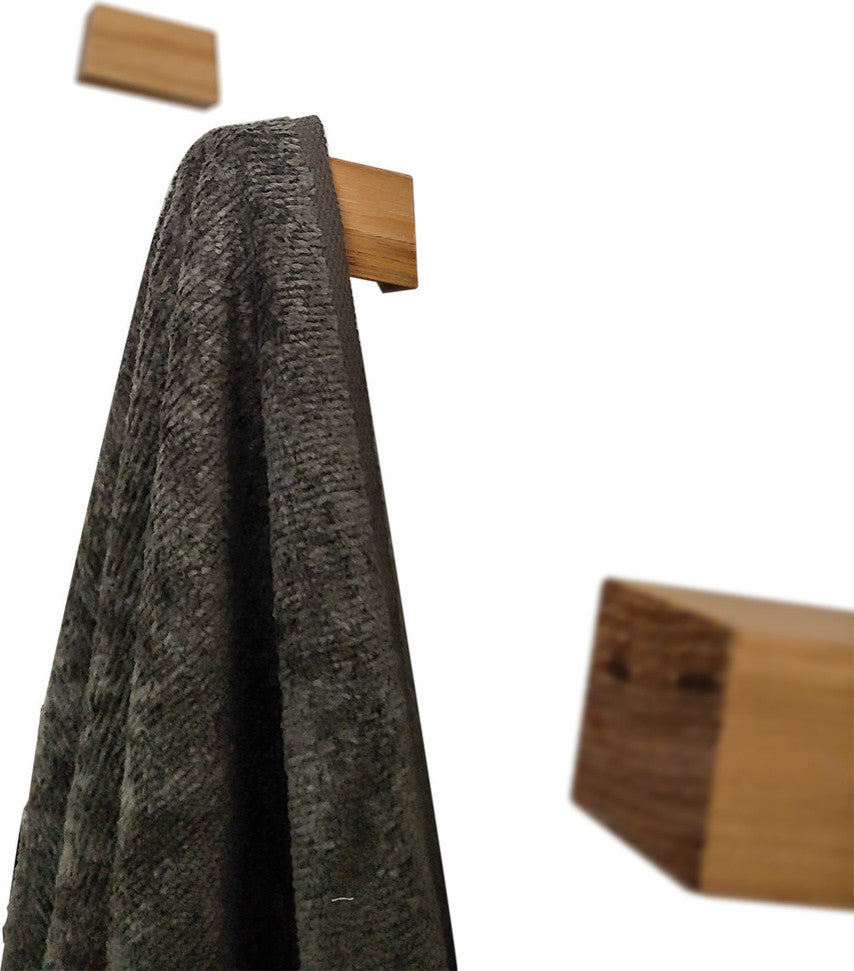 Aria Wood Towel Hook, Set of 3, Hickory