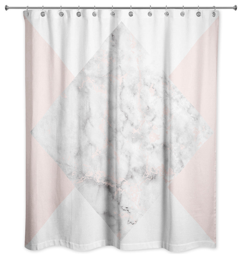 Pink and White Marble Shower Curtain