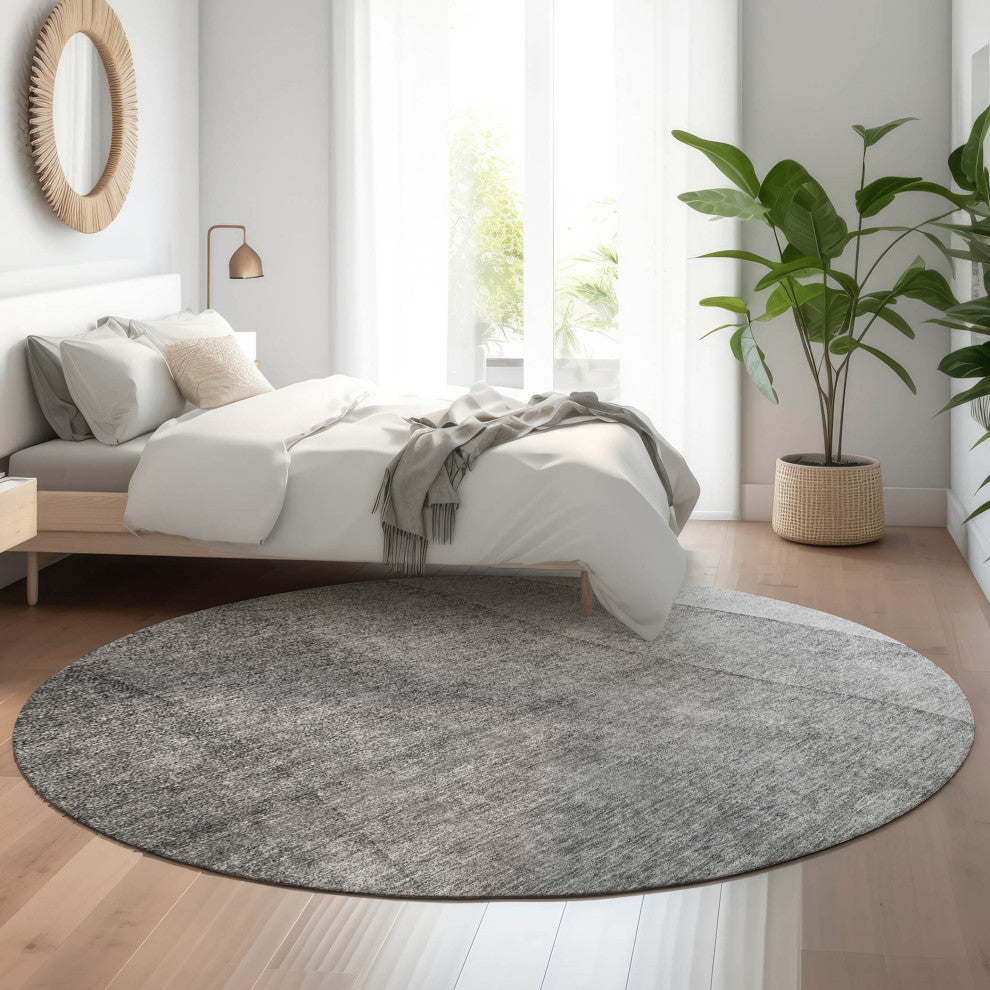 Premium Machine Washable Mayfield AMF625 Gray 8' x 8' Round Rug
