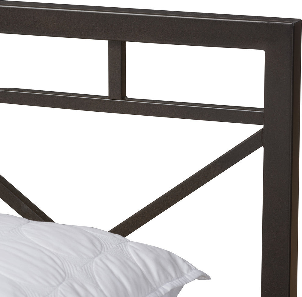 Shelton Modern Stippled Black Finished Metal Queen Size Platform Bed