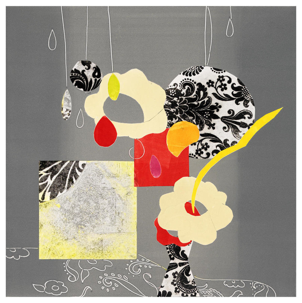 "Still Life with Damask and Citrus" Paper Print by Joan Elan Davis, 32"x32"