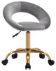 Open-Back Salon Spa Rolling Stool, Grey-Velvet