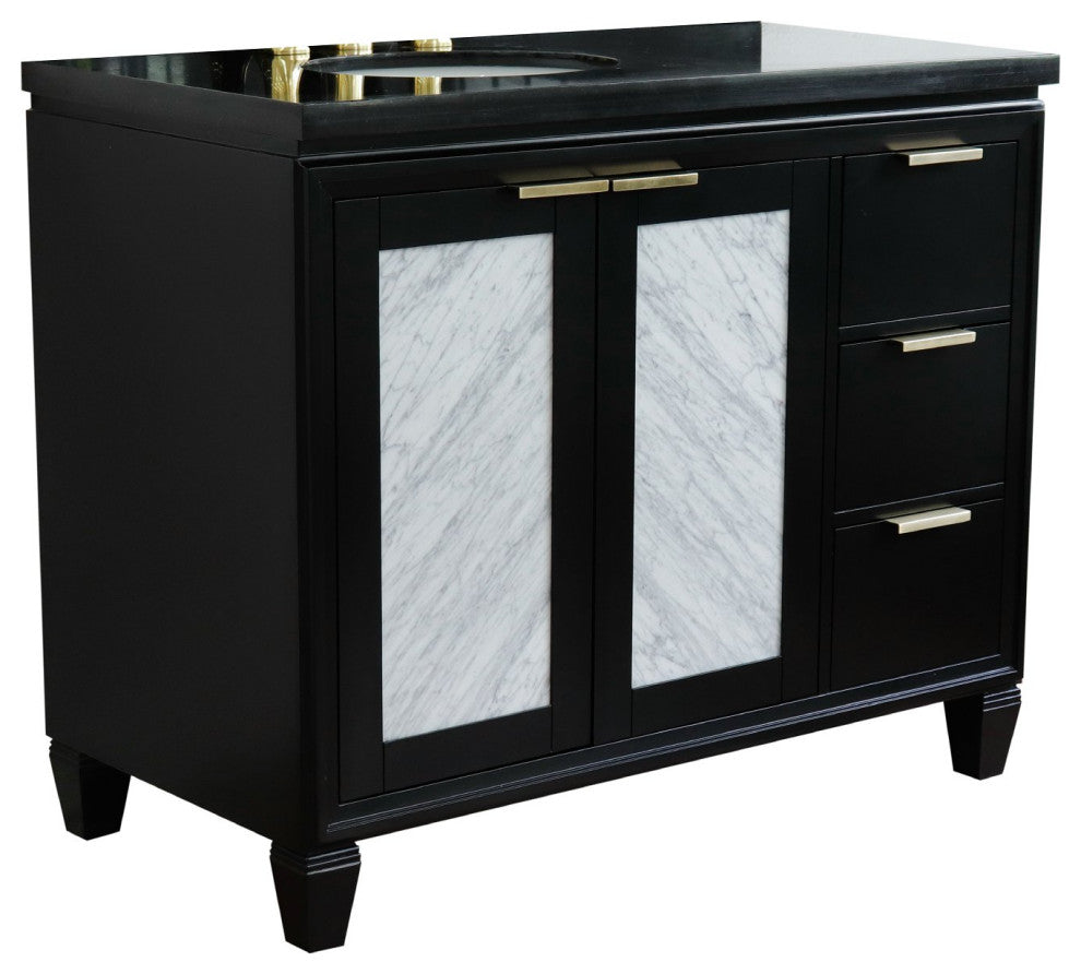 43" Single Vanity, Black Finish With Black Galaxy