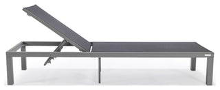 LeisureMod Marlin Patio Chaise Lounge Chair With Gray Frame, Black