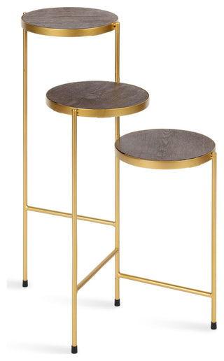 Fields Tri-Level Metal Plant Stand, Walnut Brown 10x10x30