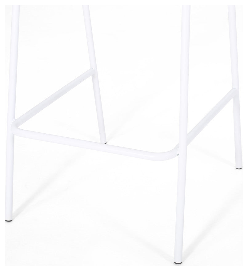 Lisa Modern Iron Barstool, Set of 4, Matte White