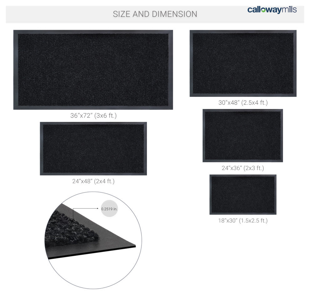 Calloway Mills Grey York Walk Off Doormat, 24"x48"