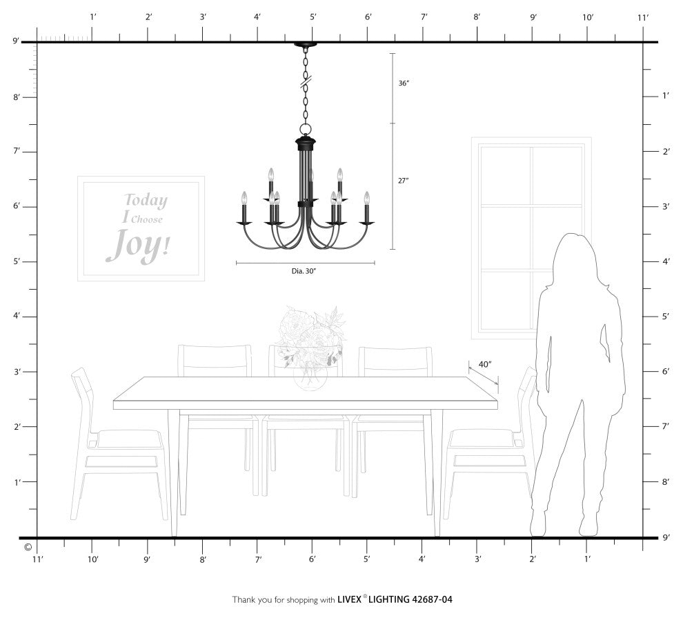 Livex Lighting Estate 9 Light Black 2-Tier Chandelier