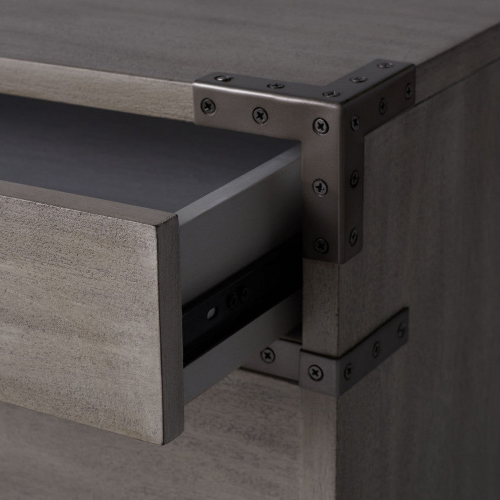 Safavieh Couture Nisha 3 Drawer Wood Nightstand, Light Grey