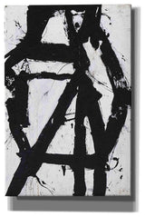 Vertical Abstract Canvas Art in Black & White, Stretched and Gallery-Ready