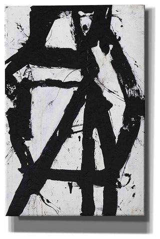 Vertical Abstract Canvas Art in Black & White, Stretched and Gallery-Ready