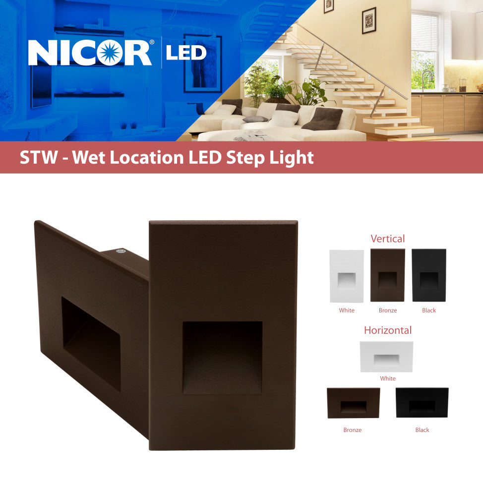 STW Series Vertical Wet Location LED Step Light, Bronze