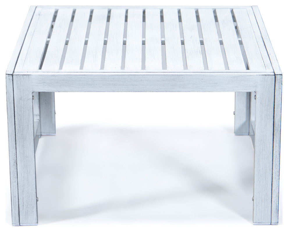 Leisuremod Chelsea Outdoor Patio Square Aluminum Coffee Table, Weathered Gray