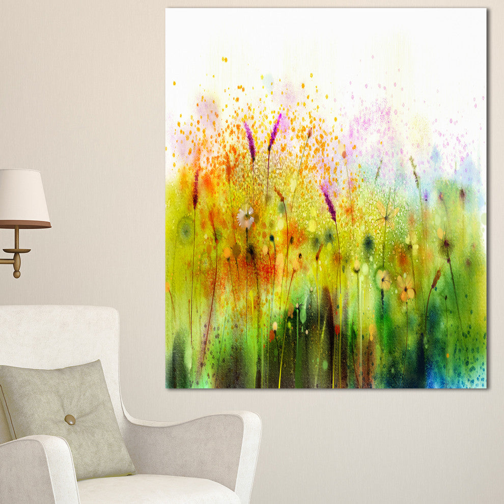 Cosmos Flowers and White Wildflowers, Large Floral Canvas Art Print, 30"x40"