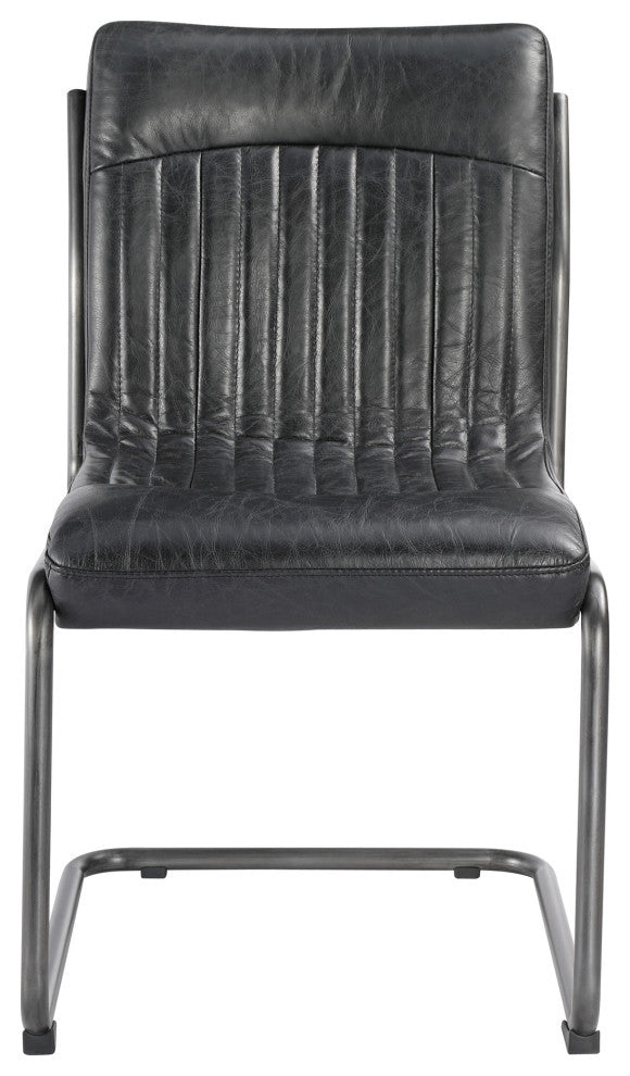 Ansel Dining Chair Onyx Black Leather, Set of 2