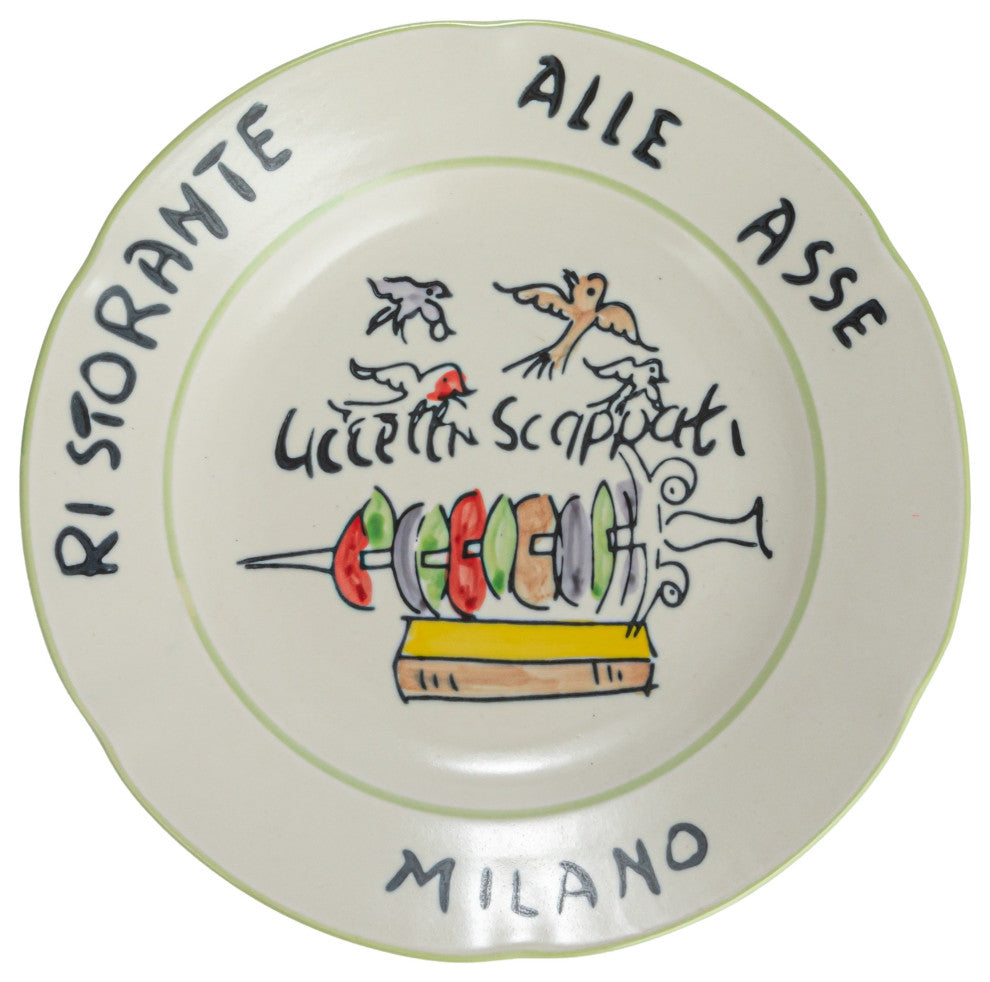 Stoneware Plate Set with Hotel Restaurant Image Styles, Multicolor, Set of 12