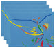 Polyester Decorative Placement, Butterfly, Blue, Set of 4