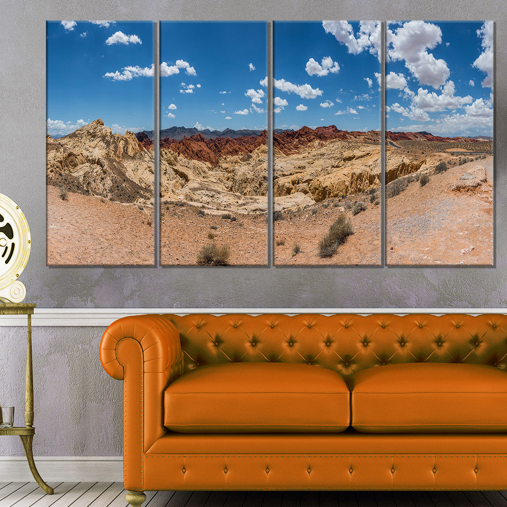 "Valley of Fire Landscape Panorama" Landscape Wall Wall Art, 4 Panels, 48"x28"