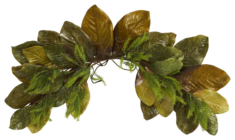 35" Fall Magnolia Leaf Artificial Swag