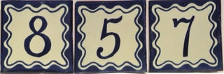 Blue Talavera Tile, Set of 3, Number Seven