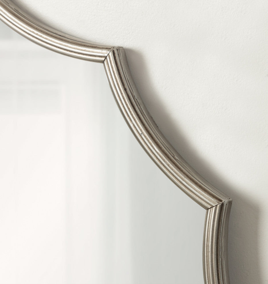 Lalina Scalloped Round Framed Accent Mirror, Silver 33.5" Diameter