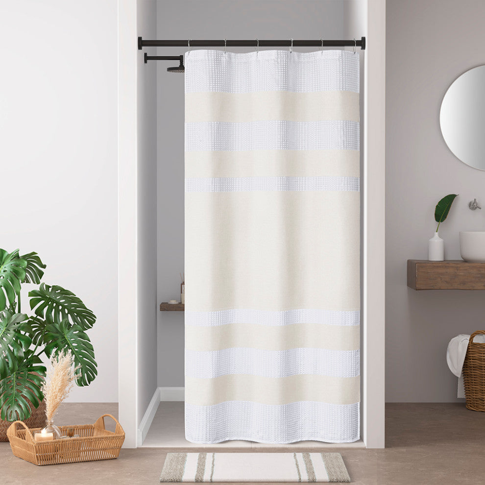 Madison Park Spa Waffle Shower Curtain With 3M Treatment