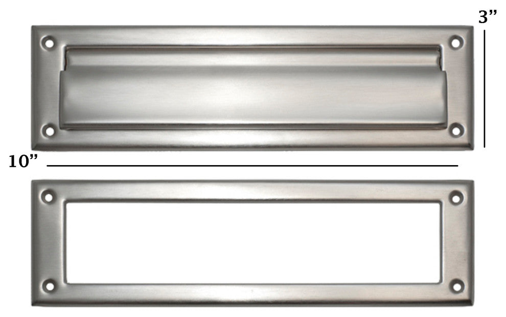 Mail Slot 3"x10", Satin Nickel