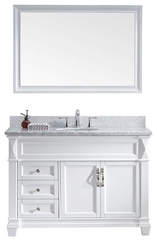 Victoria 48" Single Bathroom Vanity, White, Square Sink, Polished Chrome