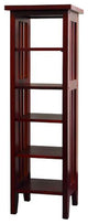 Dark Cherry Mission Style Five Shelf Tower Bookcase
