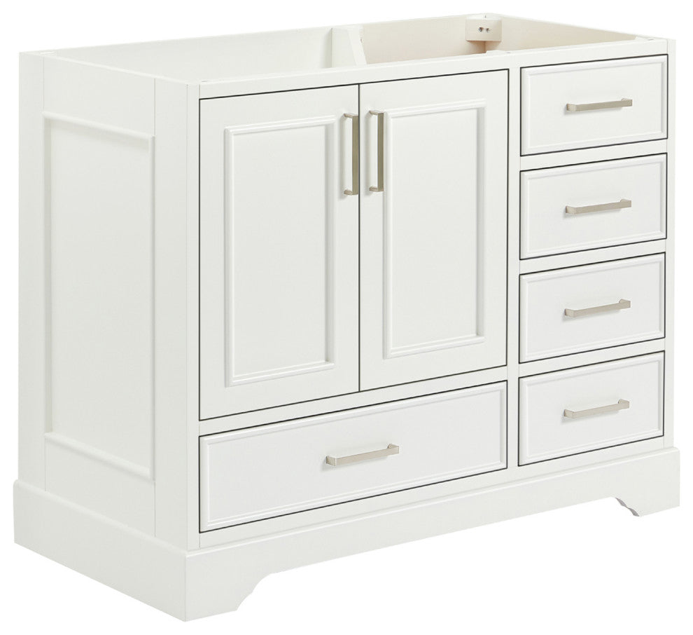 Ariel Stafford 42" Single Left Offset Sink Bathroom Vanity Base, White