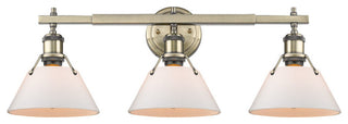 Golden Orwell 3 Light Bath Vanity, Aged Brass, Opal Glass Shades
