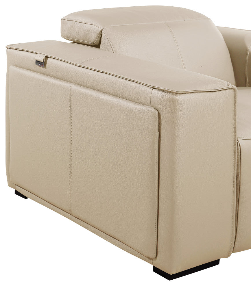 Niccolo Italian Leather 7-Piece L-Shaped Power Reclining Sectional, Beige