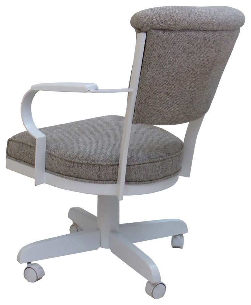 Miami Swivel Metal Caster Chair Wood Armrests - Pitt Base, Portwood Ash - White