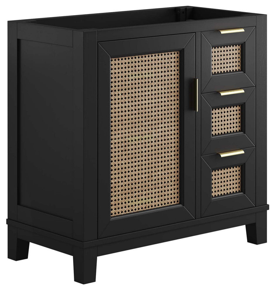 Dixie 36" Solid Wood Bathroom Vanity Cabinet, Sink Basin Not Included, Black