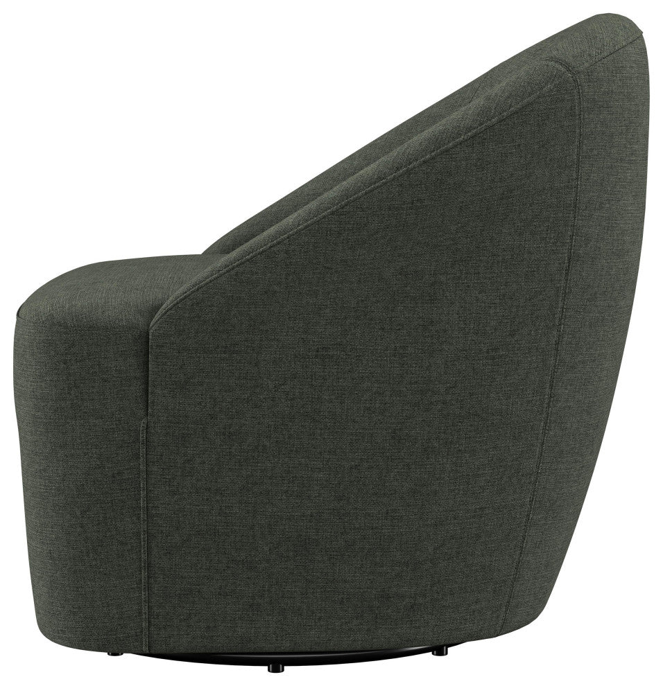 Leon Upholstered Barrel Accent Swivel Chair Hunter Green