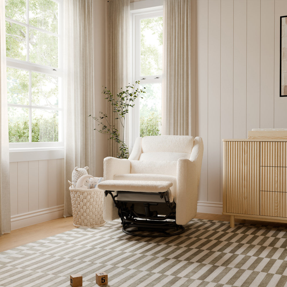 Kiwi Plus Power Glider Recliner w/ Power Headrest, Performance Ivory Boucle