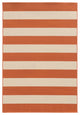 8??11??Orange And Ivory Striped Indoor Outdoor Area Rug