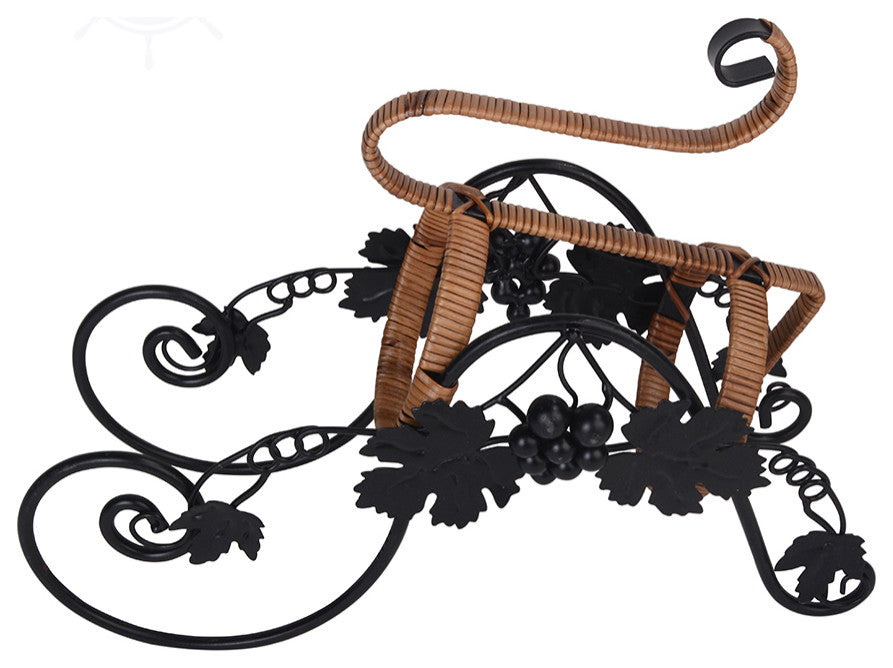 On the Vine Embellished Metal Carriage Wine Holder